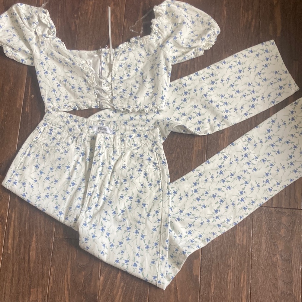 Denim floral set